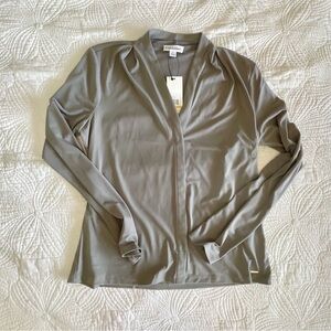 Calvin Klein Light Gray V Neck Blouse